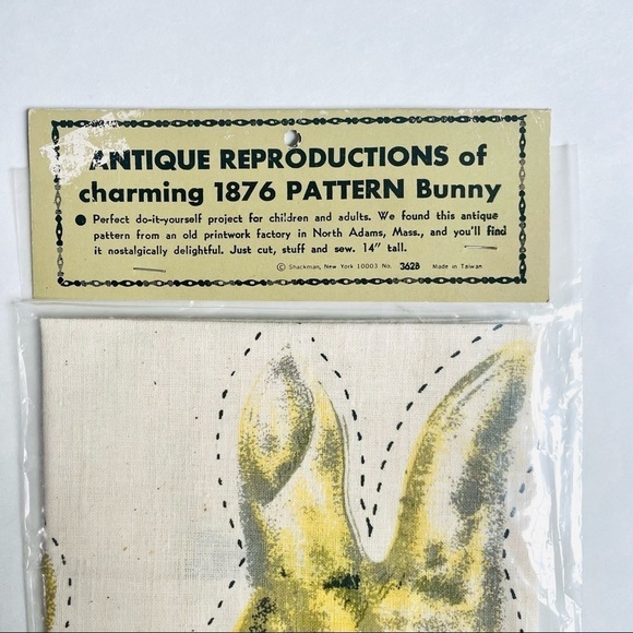 Vintage Antique Reproduction of Charming 1876 Pattern Bunny DIY Stuffed Rabbit - Picture 2 of 5